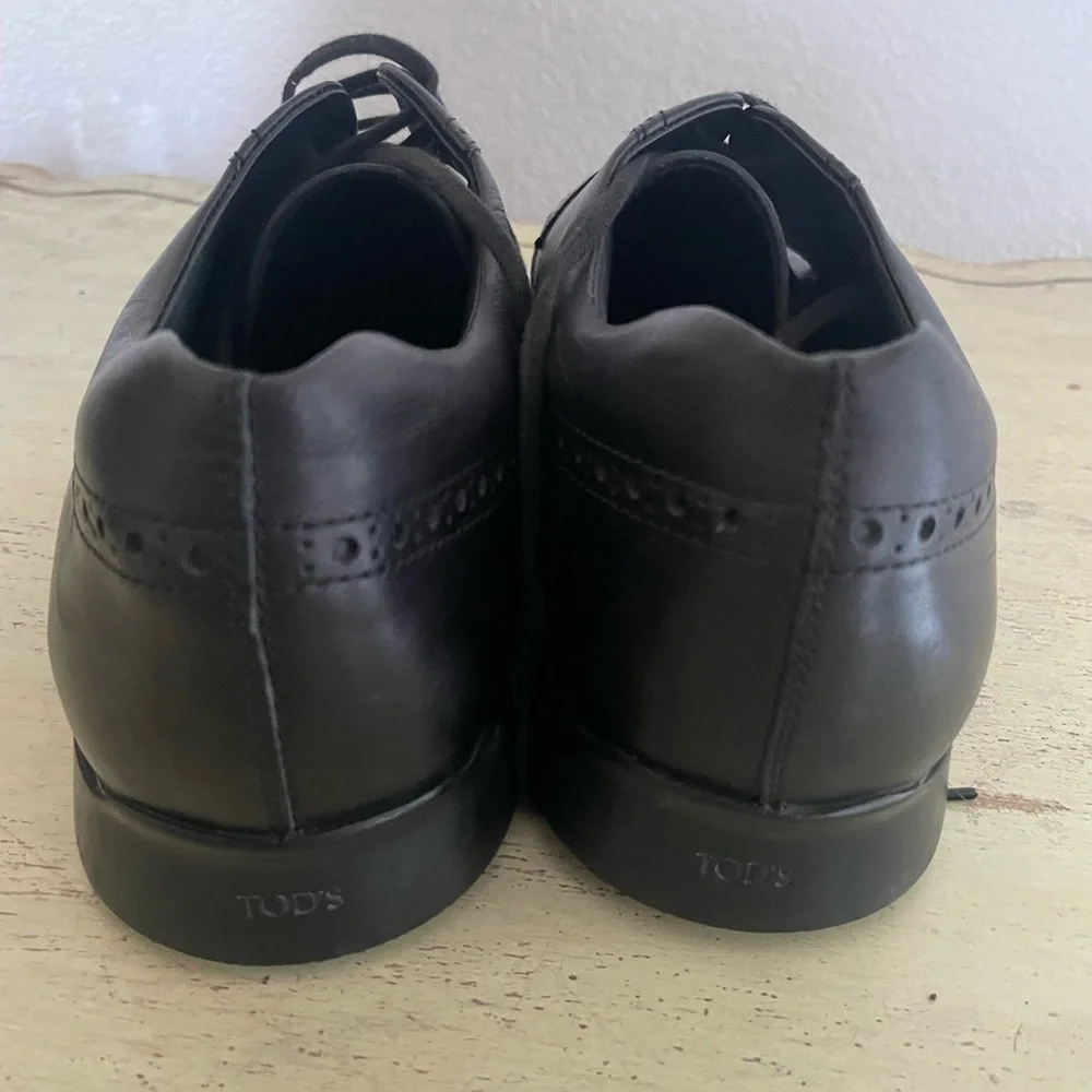 TOD'S Made in Italy Rubber Pebble Sole Wingtip Shoes in Black Size UK 8 /9‎ $895